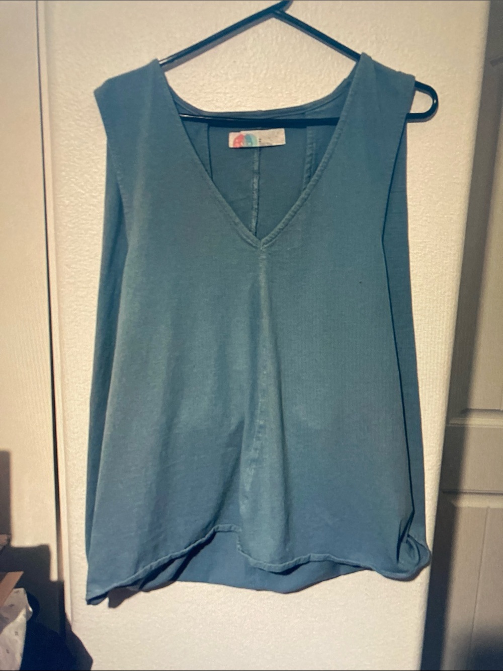 Free People Teal V-Neck Sleeveless Tank